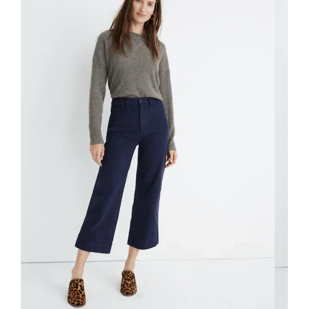 Madewell Cotton Blue Slim Emmett Wide-Leg Crop Pants Like New Tall 26 L7642